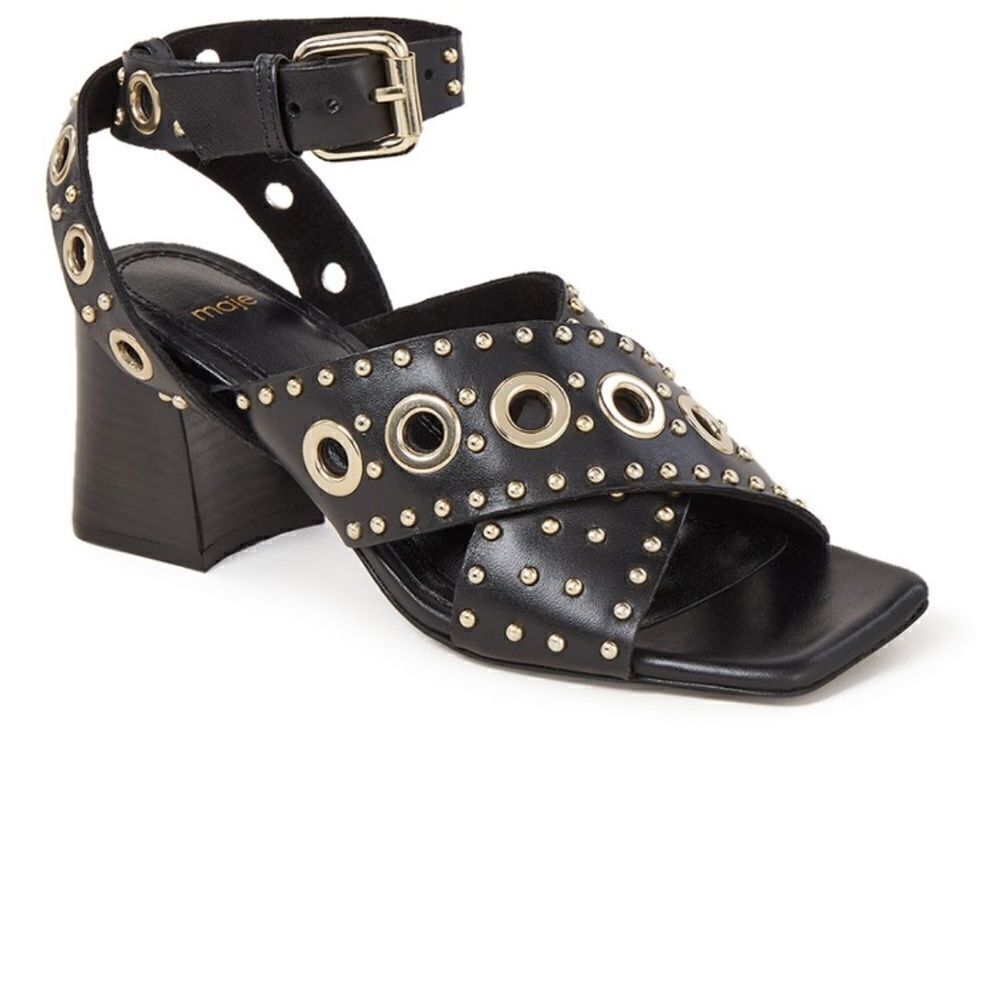 MAJE Ferma eyelet-embellished leather sandals